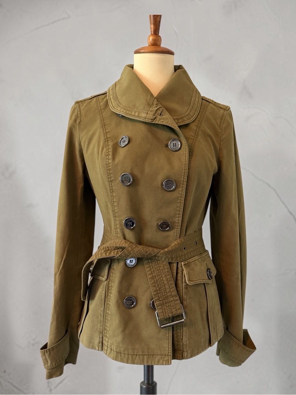 Burberry Brit | Olive Trench Jacket | Belted | Size US 8
